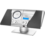 Karcher MC 6550N Kompaktanlage (mit CD Player und Kassettendeck, vertikale Stereoanlage, UKW Radio, Wecker) silber