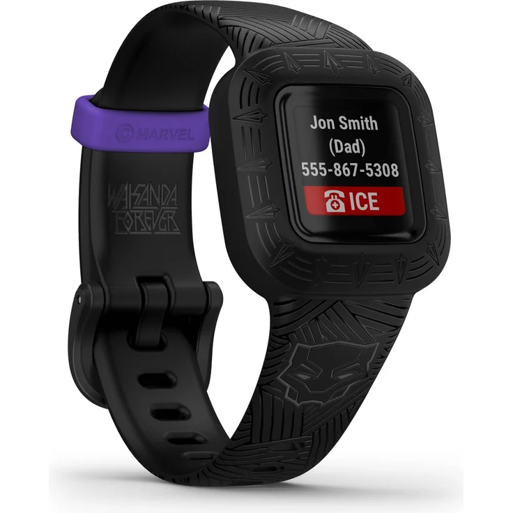 Garmin vívofit jr. 3 Aktivitätstracker für Kinder, Einheitsgröße, Silikonarmband, Marvel Black Panther (010-02441-10) – Bild 3