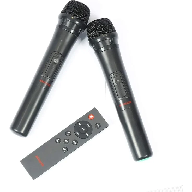 Aiwa KBTUS-900 Karaoke LED Trolley 100W Party Lautsprecher kabellose Mikrofone, BT, Fernbedienung, schwarz – Bild 4