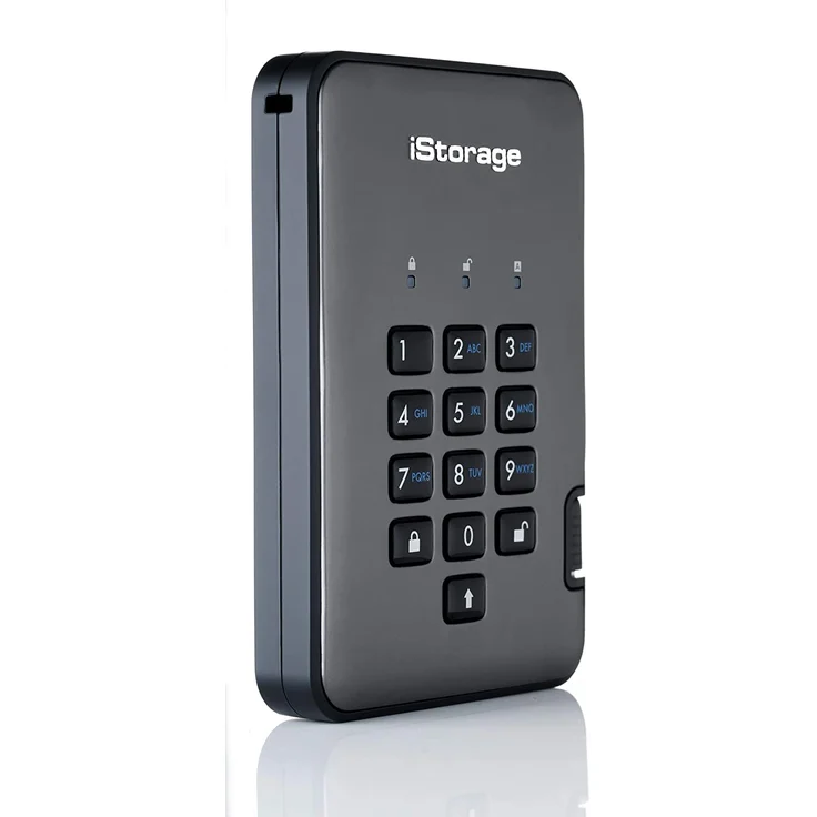 iStorage diskAshur PRO² - Festplatte - verschlüsselt - 2 TB - extern (tragbar) - USB 3.1 - FIPS 197, 256-bit SHA, 256-bit AES-XTS (IS-DAP2-256-2000-C-G) – Bild 1
