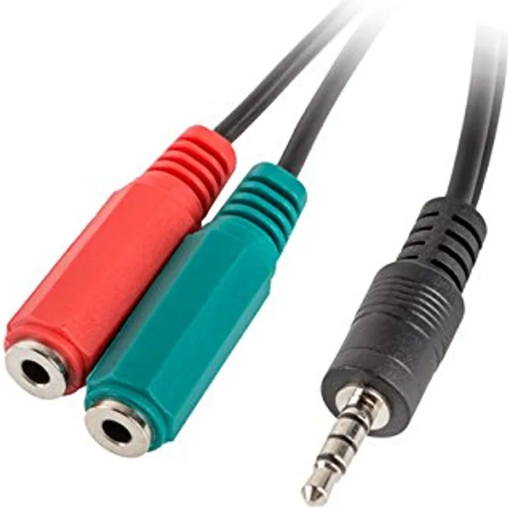 lanberg AD-0023-BK Lanber Klinkenstecker (4Pol) auf 2X Klinkenbuchse (4Pol) Stereo-Audio Y-Kabel Splitter Adapter schwarz