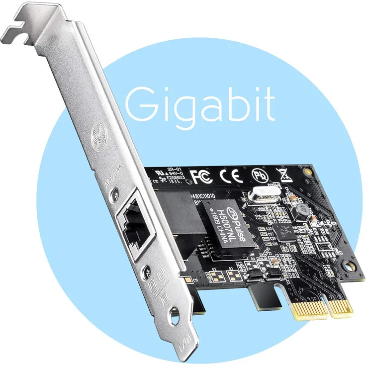 Cudy PE10 Gigabit Netzwerkkarte PCI Express, 10/100/1000 Mbps RJ45 LAN Karte, Treiber frei unter Windows 10/8.1/8