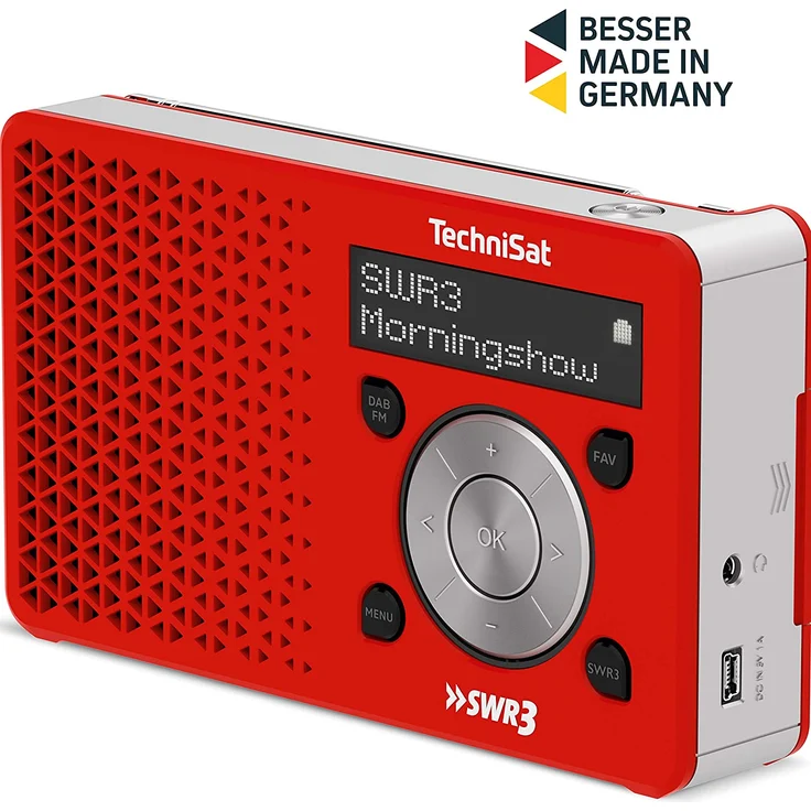 TechniSat Digitradio 1 SWR3-Edition Mini Tragbares Radio, OLED-Display, rot, silber – Bild 2