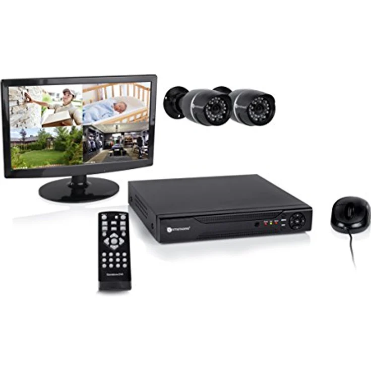 Smartwares DVR528S 8-Kanal Video-Überwachungsset inklusive 500GB Festplatte, Monitor und 2 Farbkameras für den Innen- und Außenbereich