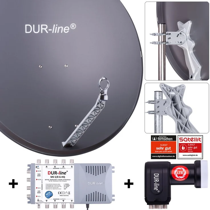 DUR-line Select 85/90cm Komplettanlage anthrazit 1xSAT/8TN – Bild 1
