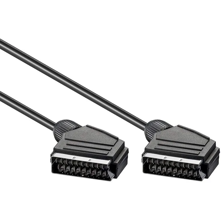 PremiumCord SCART Kabel 2m, SCART-Stecker auf SCART-Stecker, 21-polig, schwarz