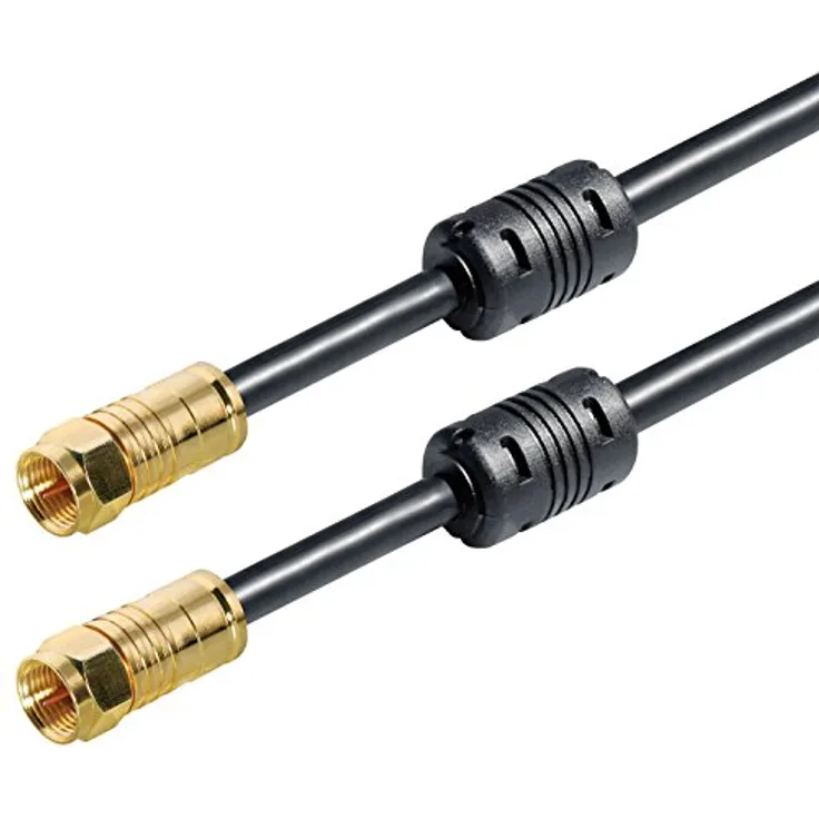 Transmedia Premium Koaxialkabel Verbindungskabel 60966-2-6 SAT F-Stecker - F-Stecker 5 Fach geschirmt, 1,5 m 135 dB, mit Absorberferrite
