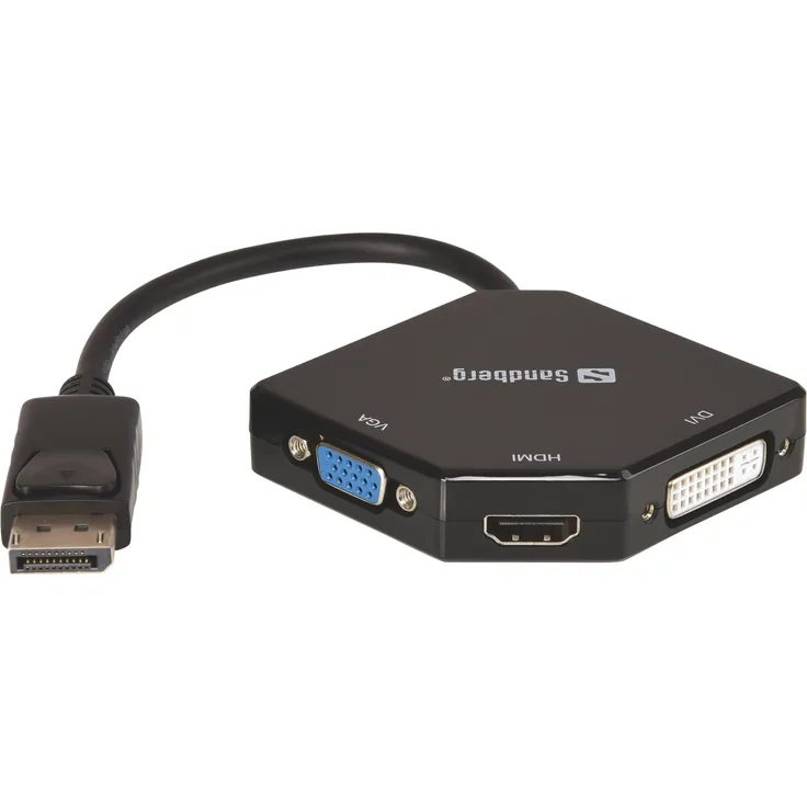 Sandberg Adapter DP>HDMI+DVI+VGA - Videokonverter - DisplayPort - DVI, HDMI, VGA
