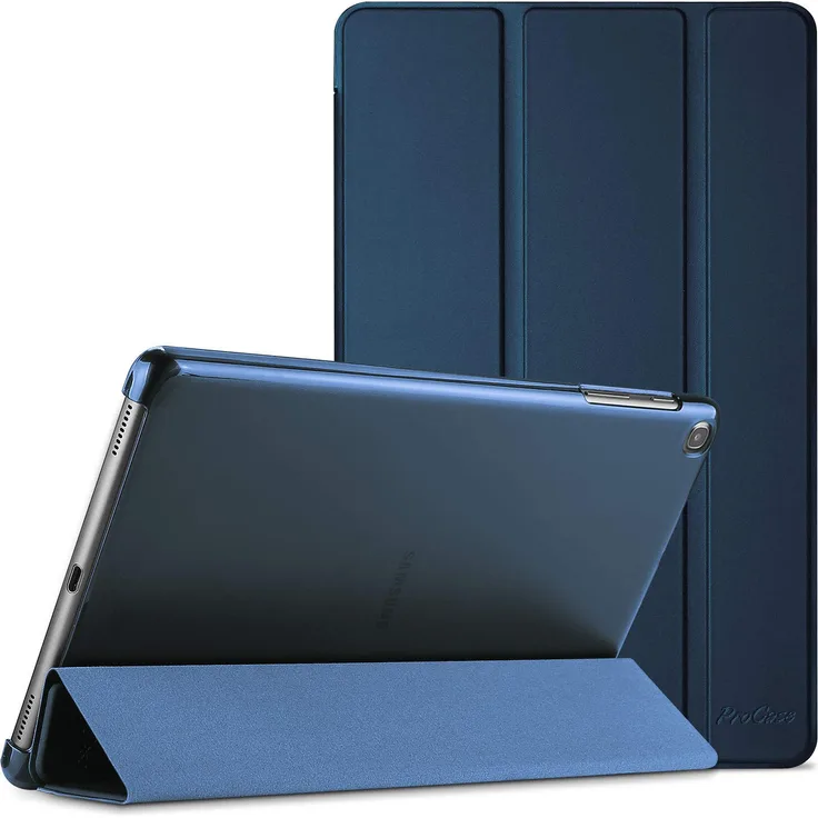 ProCase Galaxy Tab A 10.1 2019 Hülle (T510 T515 T517), Ultra Dünn Leicht Smart Case, Leichte Stand Schutzhülle Shell mit Translucent Frosted Rückhülle -Navy