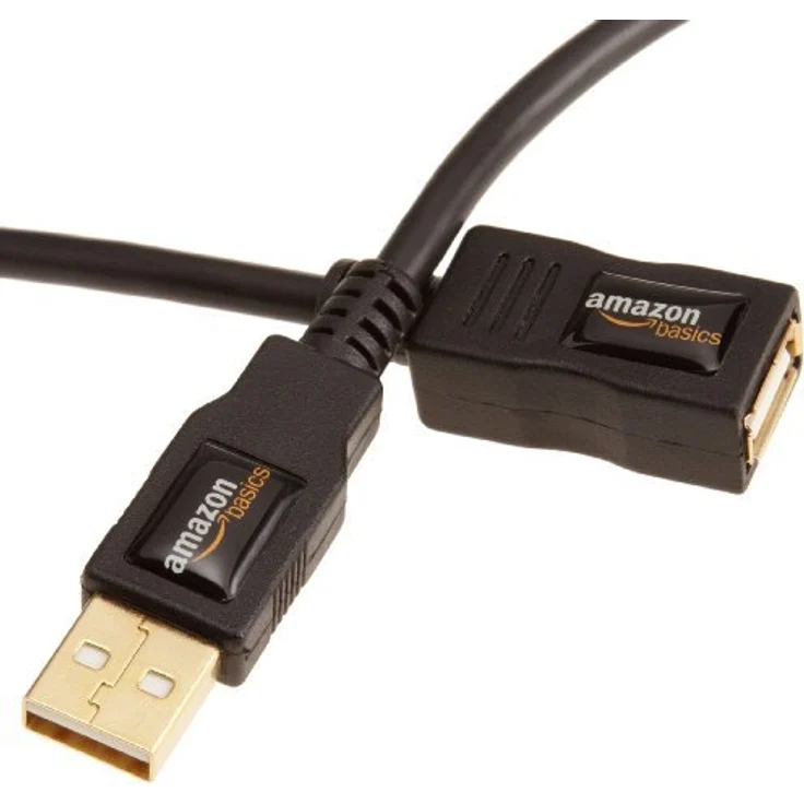 AmazonBasics 7GV4 USB 2.0 A-Stecker auf A-Buchse Verlängerungskabel (1 m), Schwarz – Bild 1