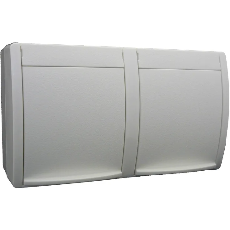 Busch-Jaeger 20-2EW-54 BUSC 20-2 EW-54 Steckdose Mit Klappdeckel, Waagerecht, 2-Fach