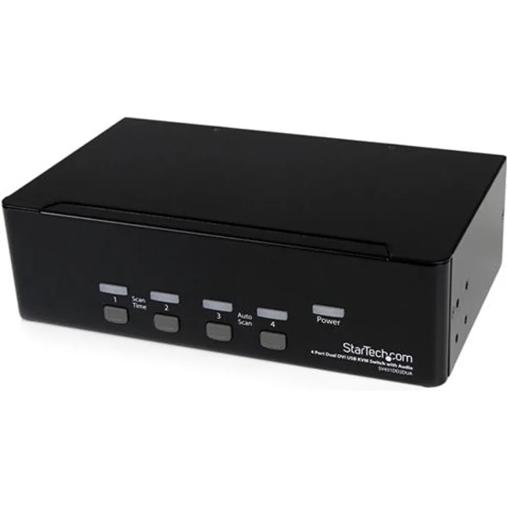 StarTech 4 Port Dual DVI USB KVM Switch/ Umschalter mit Audio und USB 2.0 Hub (SV431DD2DUA)