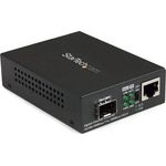 StarTech.com Gigabit Ethernet Glasfaser Medienkonverter mit offenem SFP Steckplatz - Unterstützt 10/100/1000 Netzwerke - 1 Anschluss(e) - 1 x Netzwerk (RJ-45) - Glasfaserleiter, Twisted Pair - Multimode, Singlemode Glasfaser - Gigabit Ethernet - 10/100/10
