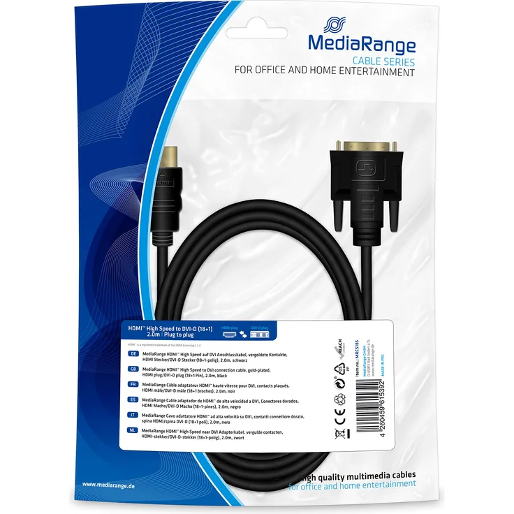 MediaRange HDMI auf DVI Anschlussk. 2.0m schwarz (MRCS185)