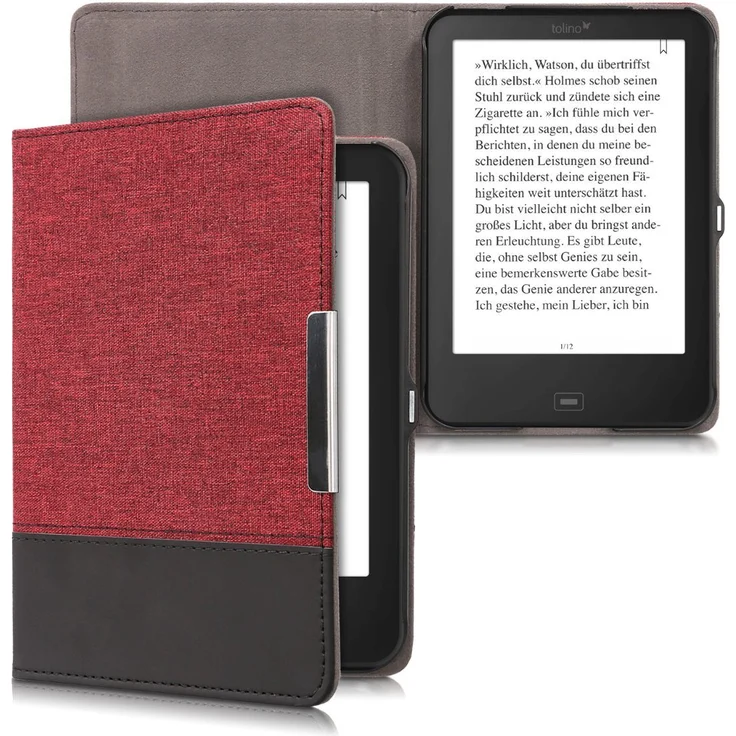 kwmobile E-Reader-Hülle, Hülle für Tolino Shine 2 HD - Canvas eReader Schutzhülle - Flip Cover Case