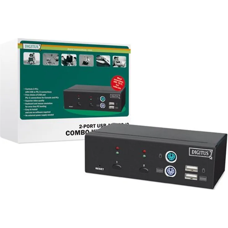 DIGITUS Combo KVM Switch 2Port PS-2+USB