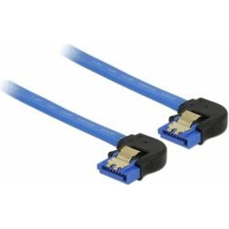 DeLOCK - SATA-Kabel - Serial ATA 150/300/600 - SATA (R) nach unten gewinkelt bis SATA (R) nach unten gewinkelt - 20cm - eingerastet - Blau (85095)