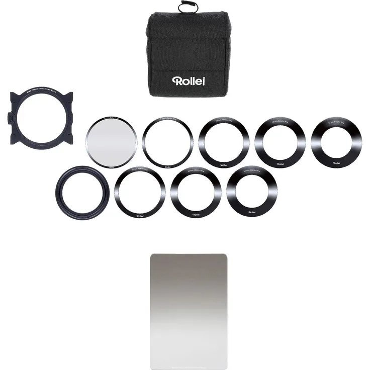Rollei Mark II Filterhalter Starter Kit I Steckfiltersystem für 100mm Rechteckfilter, inkl Soft GND8 & CPL Filter, Objektivadapter 52 ? 82mm, Filtertasche