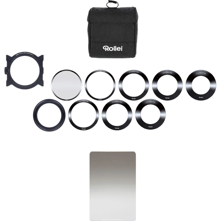 Rollei Mark II Filterhalter Starter Kit I Steckfiltersystem für 100mm Rechteckfilter, inkl Soft GND8 & CPL Filter, Objektivadapter 52 ? 82mm, Filtertasche – Bild 1
