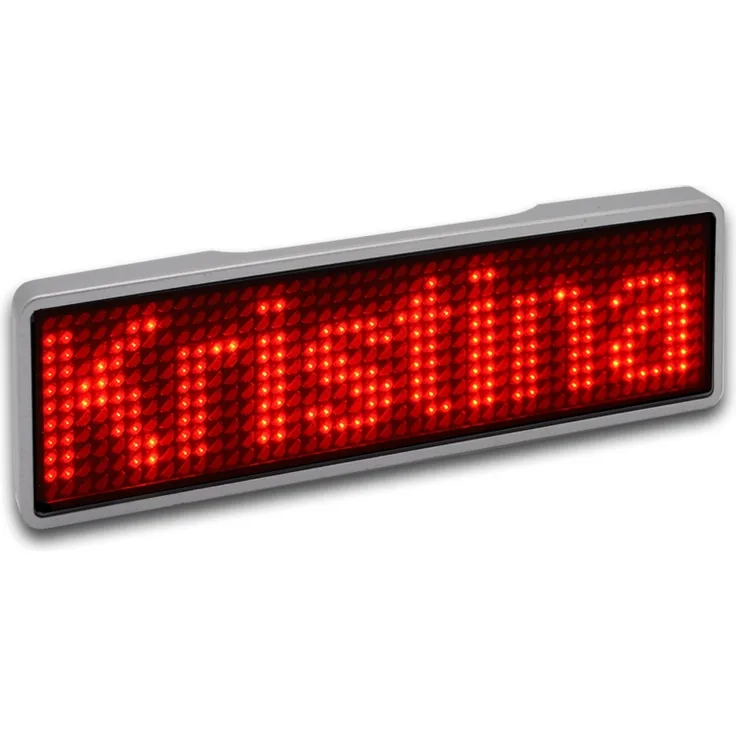 LED Name Tag, 11x44 Pixel, USB - Rahmen: silber - LED: rot