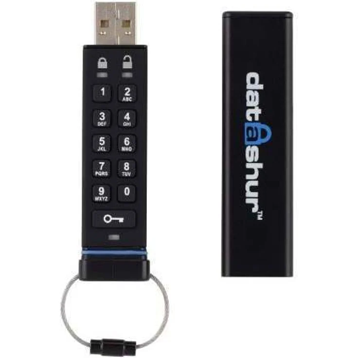 iStorage datAshur verschlüsselter 4GB 2.0 USB-Stick (AES 256-bit Hardware-Verschlüsselung) Speicherstick Schwarz – Bild 1