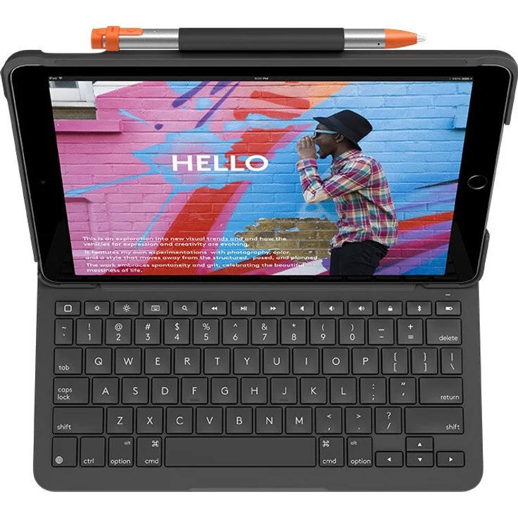 Logitech SLIM FOLIO für iPad der (7. Generation) Tastatur-Case mit Bluetooth (Modell: A2197, A2200, A2198) Grafit (Qwertz) – Bild 3