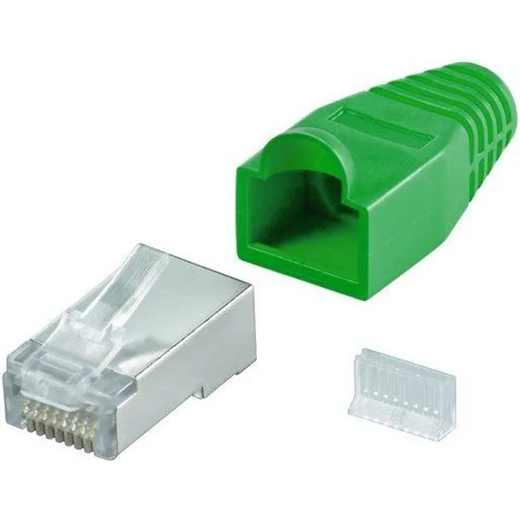Modularstecker RJ45 geschirmt, mit Knickschutz, Grün