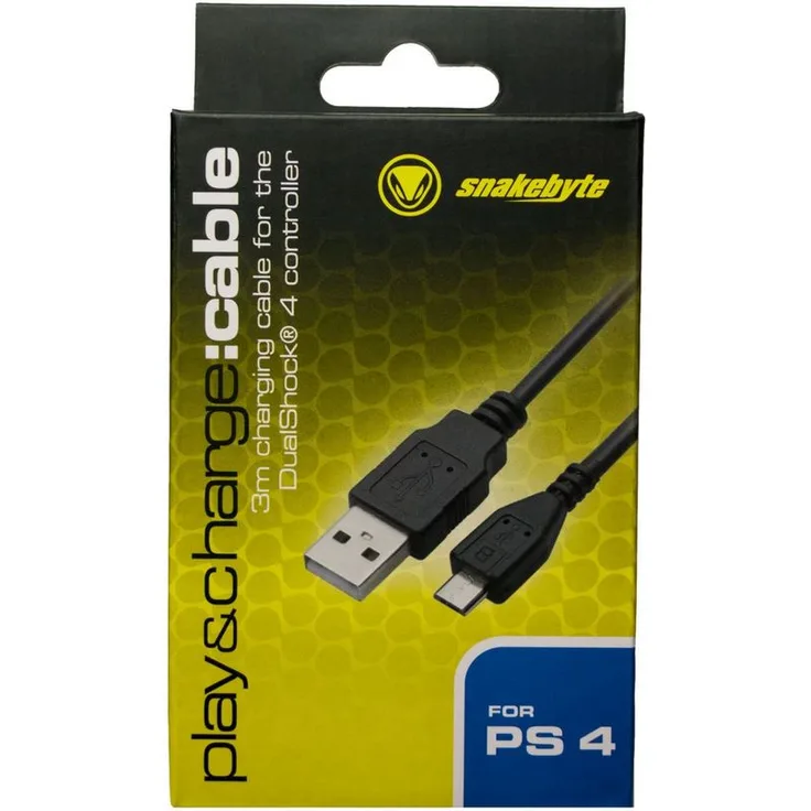 snakebyte PS4 CHARGE:CABLE - 3m - Ladekabel für PS4 & Xbox One Controller - Dualshock 4, XB1 & Elite Controller