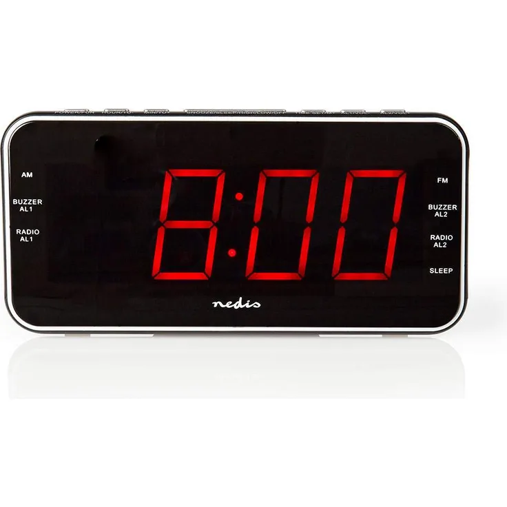 Nedis - Digitaler Radiowecker - 1,8''-LED - UKW - 20 voreingestellte Sender - FM - Dual Alarm - Schlummerfunktion - Snooze-Funktion - Ruhemodus