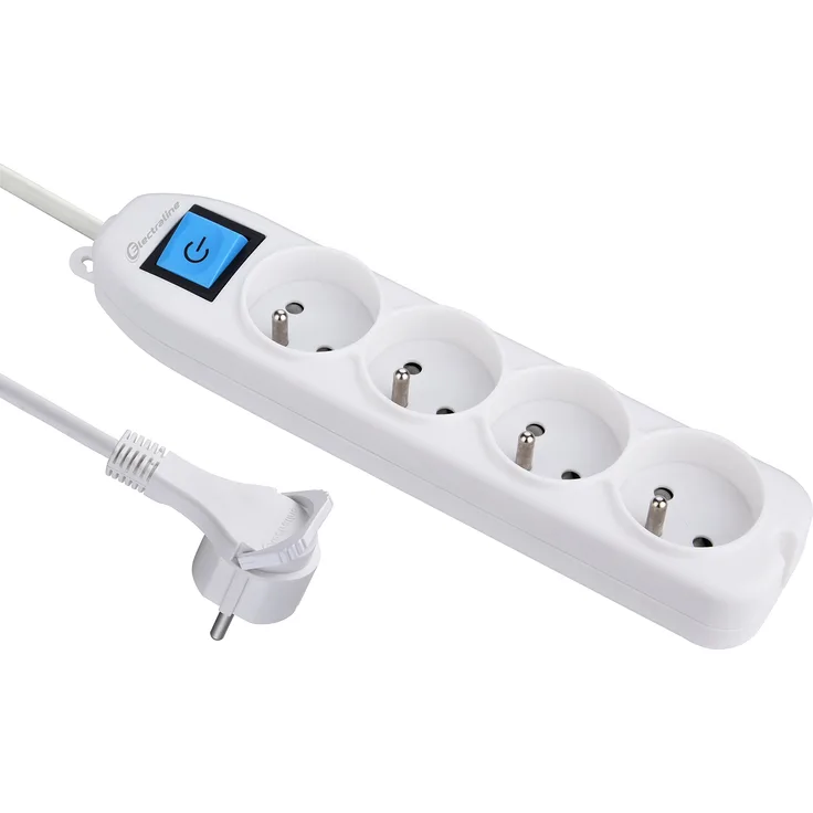 Electraline 32041 Steckdosenleiste 4-fach mit Ein--Ausschalter 1,5 m, Weiß