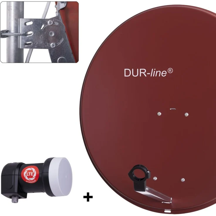 DUR-line MDA 80 Satellitenschüssel rot + Single LNB – Bild 1