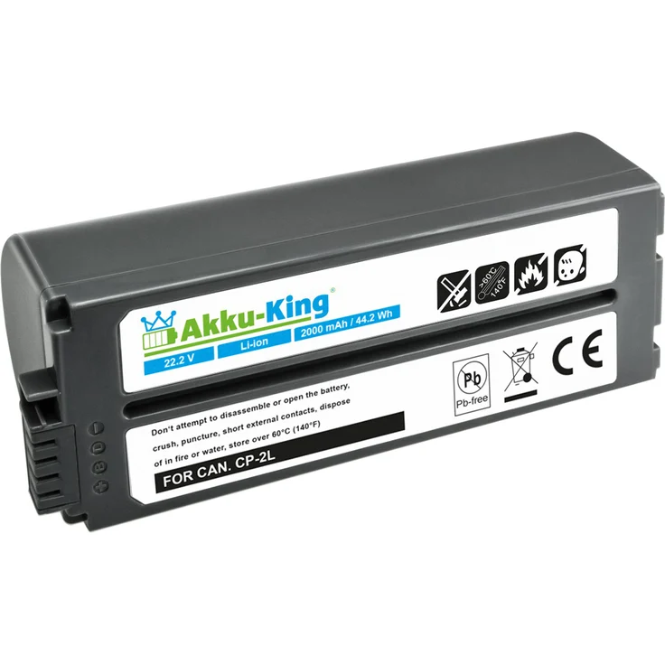 Akku kompatibel mit Canon NB-CP1L, NB-CP2L, NB-CP2LH - Li-Ion 2000mAh - für Selphy Photo Printers CP-750, 790, 710, CP200, CP1000, CP1200, CP1300