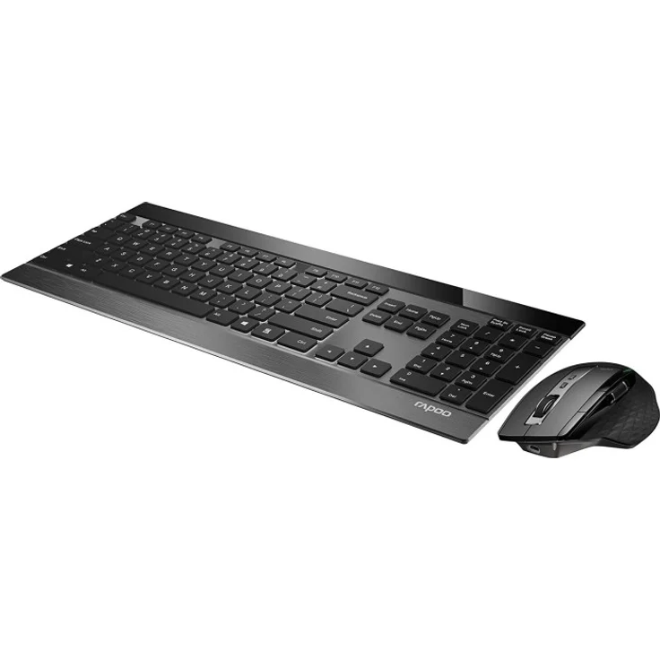 Rapoo 9900M - Tastatur-und-Maus-Set - kabellos - 2.4 GHz, Bluetooth 4.0, Bluetooth 3.0 - Deutsch QWERTZ - Schwarz (19347) – Bild 4