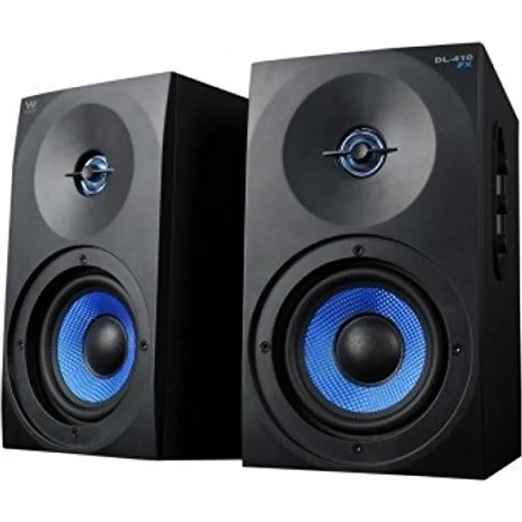 Woxter Dynamic Line 410 FX - 2.0 Stereo-Gaming-Lautsprecher (mit Strom versorgt mit Leistung 150W, Holz, 4, Woofer, 2 Hochtöner, 3,5 mm, RCA, Bassreflex-Control (Lautstärke, Höhen, Bass), Farbe schwarz