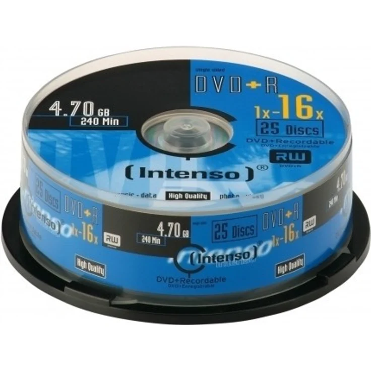 Intenso DVD+R Rohlinge 4,7GB 1x-16x 25er Spindel Cakebox kratzfest - Preisvergleich – Bild 1