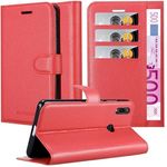 cadorabo Hülle für Huawei Y6 2019 in KARMIN ROT, Handyhülle mit Magnetverschluss, Standfunktion und Kartenfach, Case Cover Schutzhülle Etui Tasche Book Klapp Style