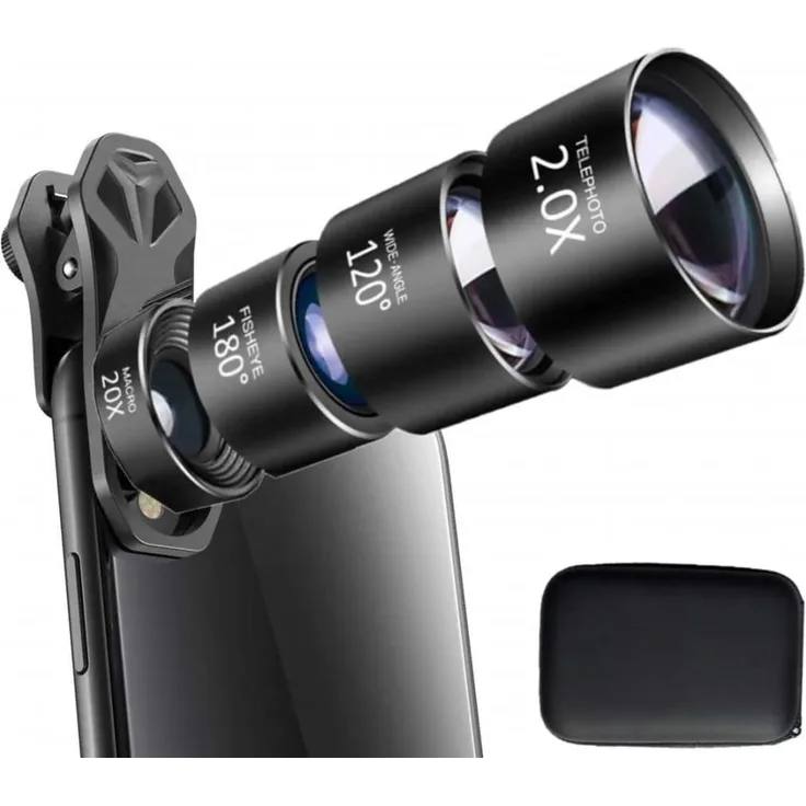 Handyobjektiv 4-i-1 Fisheye + Weitwinkel + Tele + Makroobjektiv