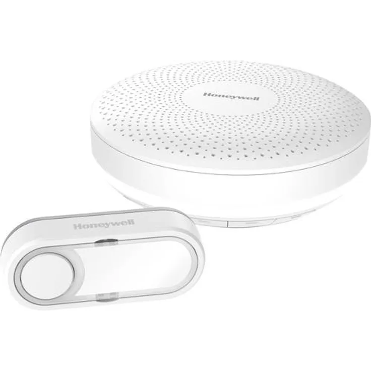 Honeywell Home Funk-Gong-Set Rund mit Lautstärkeregelung, Lichtring und Klingeltaster, weiß, DCR313S