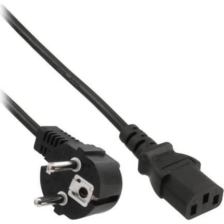 InLine 16647E Netzkabel, Schutzkontakt gewinkelt auf Kaltgerätestecker C13, 1m