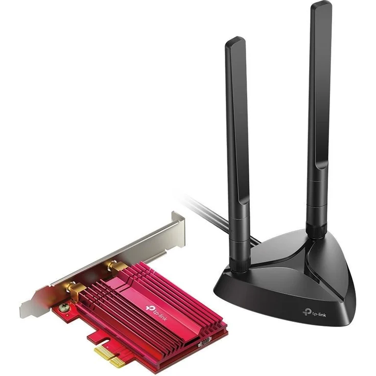 TP-Link Archer TX3000E AX3000 WiFi 6 Bluetooth 5.0 PCIe-Adapter (zwei Multi-Richtantennen, Intel AX200, Kühlkörper, WPA3-Verschlüsselungsstandard ,Platzsparender Einsatz)Schwarz, Rot – Bild 1