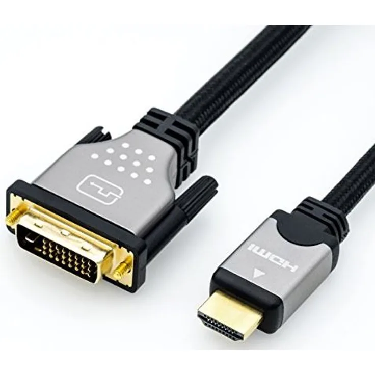 ROLINE DVI HDMI Kabel I Monitorkabel mit DVI D 24+1 Dual Link und HDMI Stecker I 4K Ultra HD I Schwarz-Silber, 2m