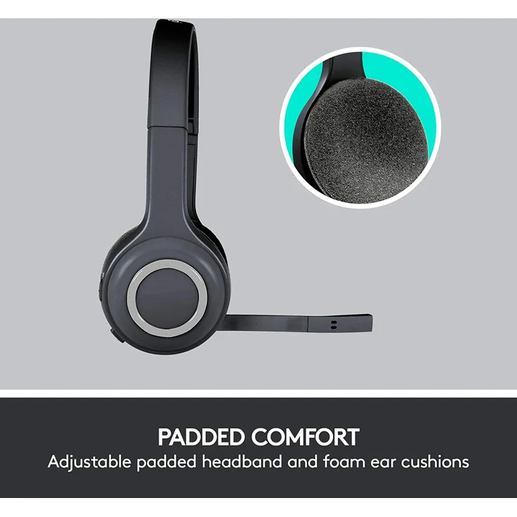 Logitech H600 Kabellose Kopfhörer mit Mikrofon, Stereo-Headset, rotierendes Mikrofon mit Rauschunterdrückung, Wireless USB-Empfänger, 10 m Reichweite, lange Batterielaufzeit, geeignet für PC/Mac/Laptop, Headset, schwarz (981-000342) – Bild 10