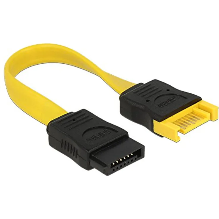 DeLOCK - SATA-Verlängerungskabel - Serial ATA 150/300/600 - 7-poliges SATA (W) bis 7-poliges SATA (M) - 10cm - Gelb (83948)