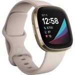 Fitbit Sense Smartwatch GPS, Unisex, S/L, Edelstahlgehäuse, Softgold/Mondweiß