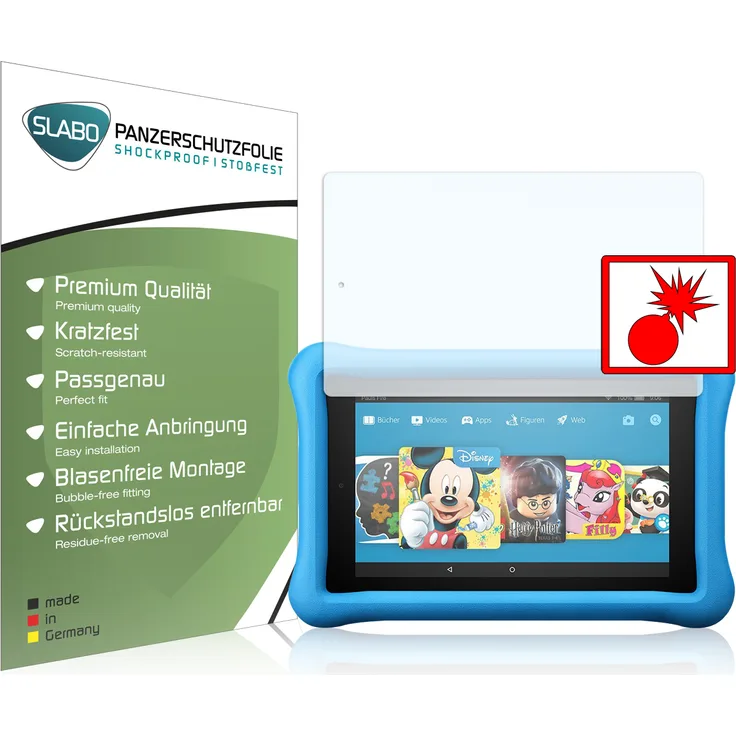 Slabo 2x Panzerschutzfolie für Amazon Fire HD 8 Kids Edition (7. Generation - 2017) KLAR ''Shockproof''