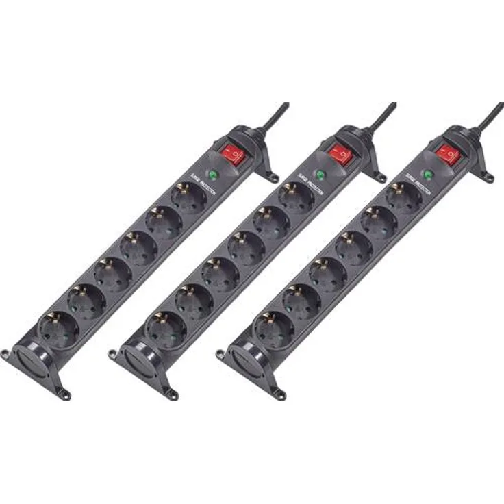 Renkforce Überspannungsschutz-Steckdosenleiste 6fach Schwarz Schutzkontakt