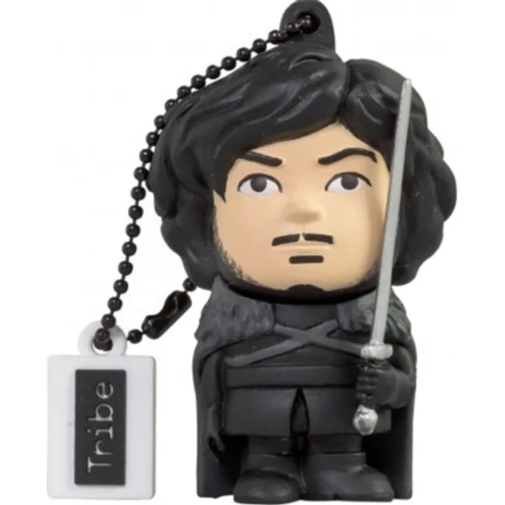 Tribe Game of Thrones Jon Snow USB Stick 16GB Speicherstick 2.0 High Speed Pendrive Memory Stick Flash Drive, Lustige Geschenke 3D Figur, USB Gadget aus Hart-PVC mit Schlüsselanhänger Schwarz
