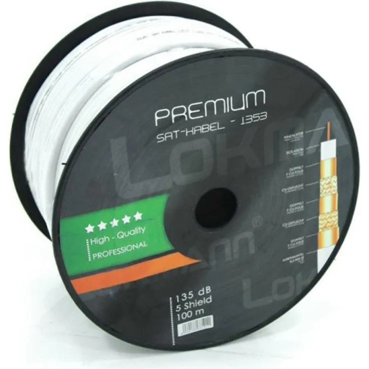 4x Lokmann Premium 135dB 100m Stahl Kupfer 8mm SAT Koaxial Antennenkabel 5-fach 4K 8K UHD