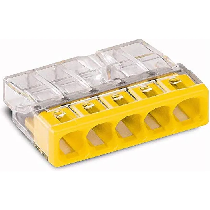 WAGO 2273-0205 COMPACT Verbindungsdosenklemme, 5 Fach, gelb - Inhalt: 100 Stück