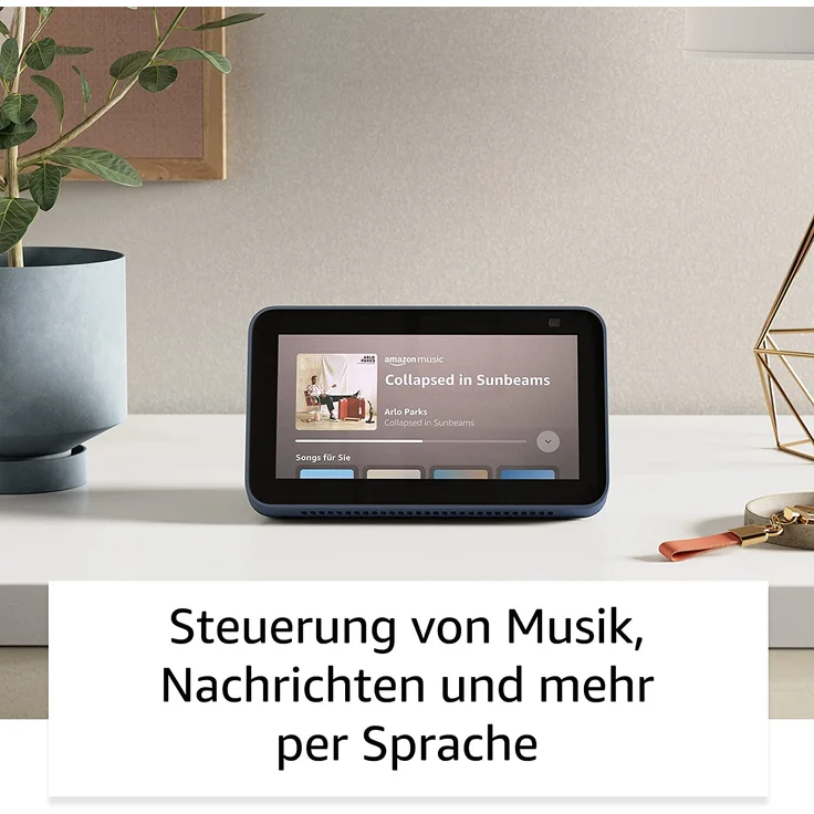 Amazon Echo Show 5 (2. Generation, 2021), Mehr als nur eine Uhr – Smart Display für den Nachttisch, mit Alexa und 2-MP-Kamera, Blau – Bild 4